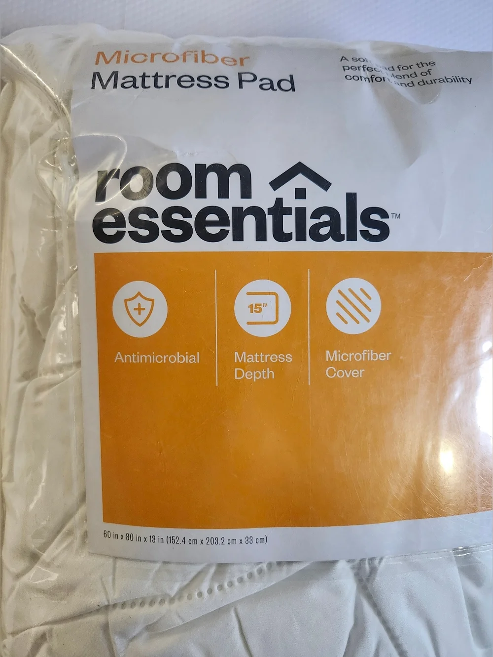 Microfiber Mattress Pad - White by (No Brand) Open Box